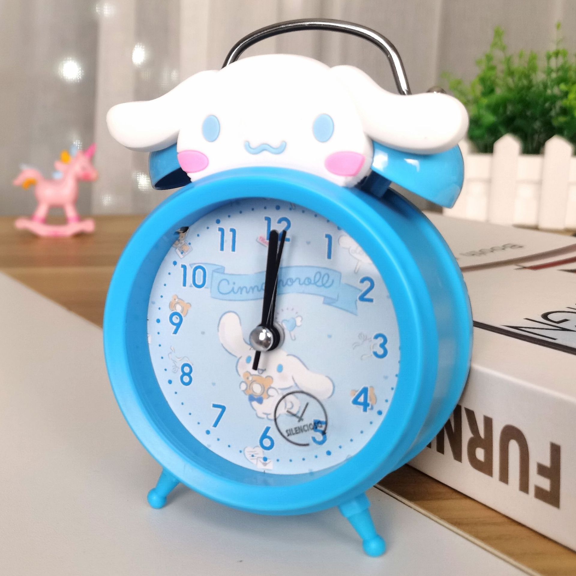 The New Popular Cross-Border Explosion Sanrio Koulomi Cartoon Alarm Clock Children's Small Alarm Clock Students Ringing Clock Specification drawing
