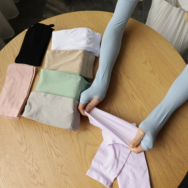 Customized wholesale of sports mosquito repellent ice sleeves, sun protection sleeves, ice silk sleeves, outdoor cycling, summer sun protection solid color sleeves details Picture