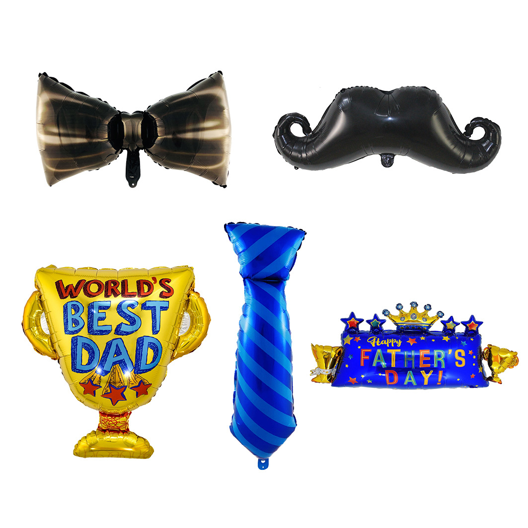 Father's Day Balloon Papa Bow Tie Trophy Tie Beard Father's Day Slogan Aluminum Film Balloon Decoration