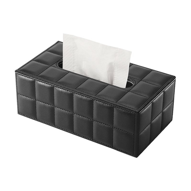 Light Luxury Tissue Box Living Room Coffee Table Advanced Desktop Leather Paper Box Home Hotel Restaurant High Appearance Level Paper Box Item Picture