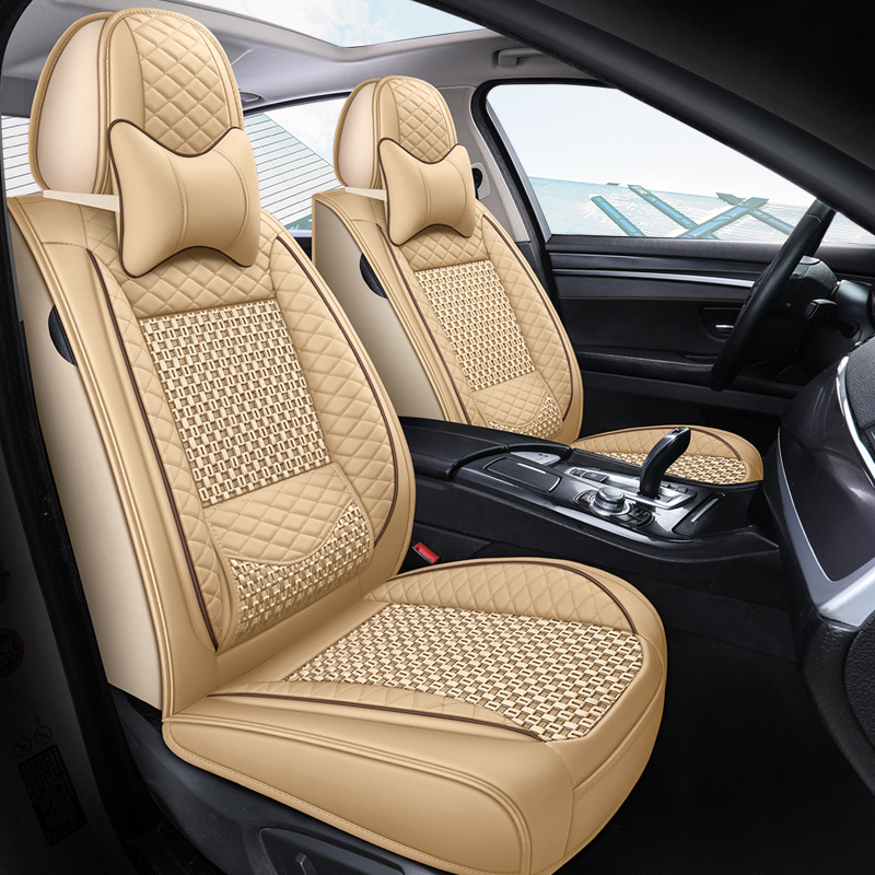 The manufacturer wholesals the new fully wrapped ice silk fixed waist support all-season universal car seat cushion and summer breathable seat cushion cover Item Picture