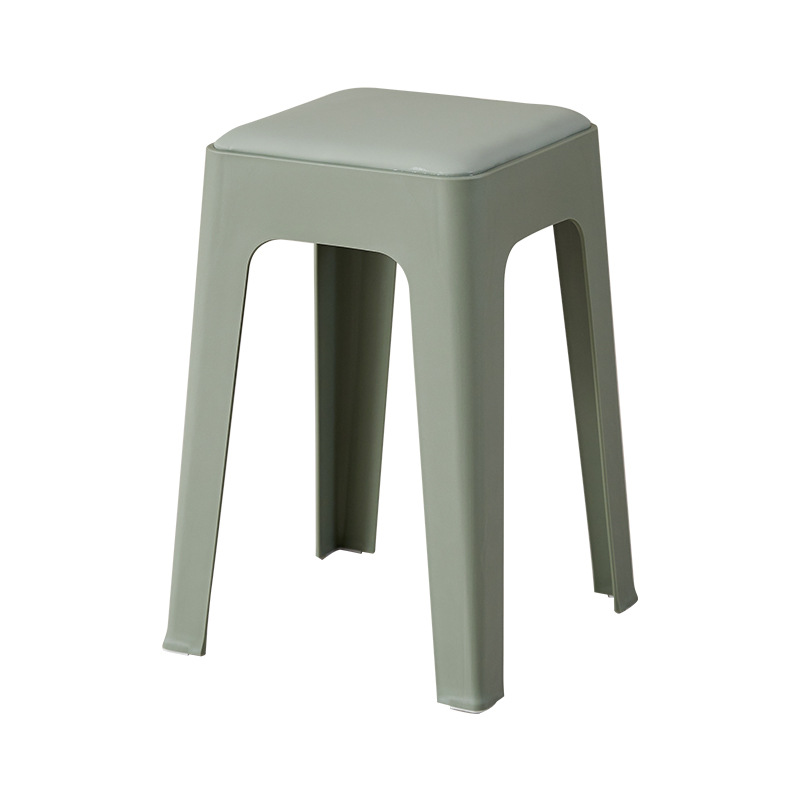 批发塑料凳子家用客厅现代简约可叠放久坐高方凳时尚北欧塑料凳白底实物图