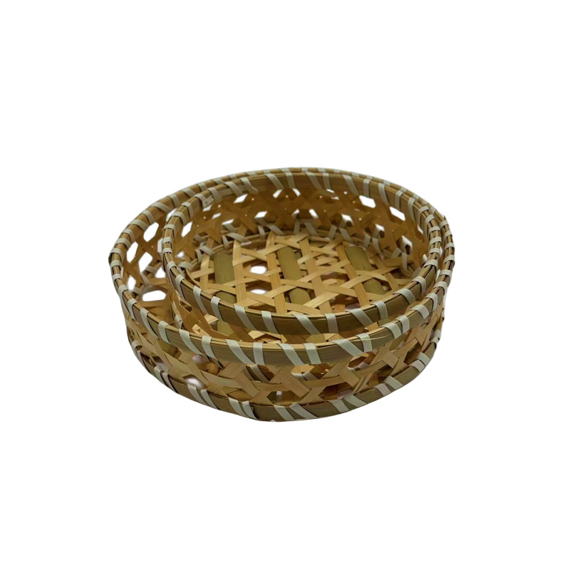 Bamboo Woven Fruit Basket Handmade Bamboo Basket Storage Basket Fruit Tray Dessert Basket Pastry Tray Tray details Picture