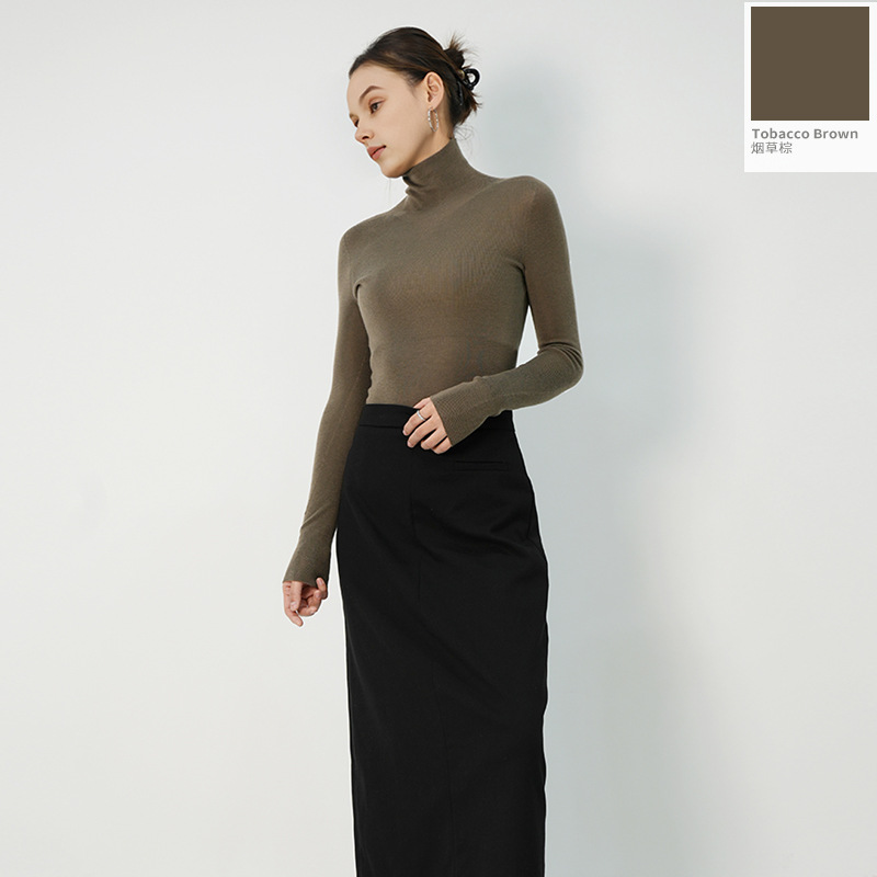 100% wool high-neck base layer shirt, a new bestseller for autumn and winter, versatile and stylish. Pair it with a long-sleeved knitted sweater and top for women Application Scenario