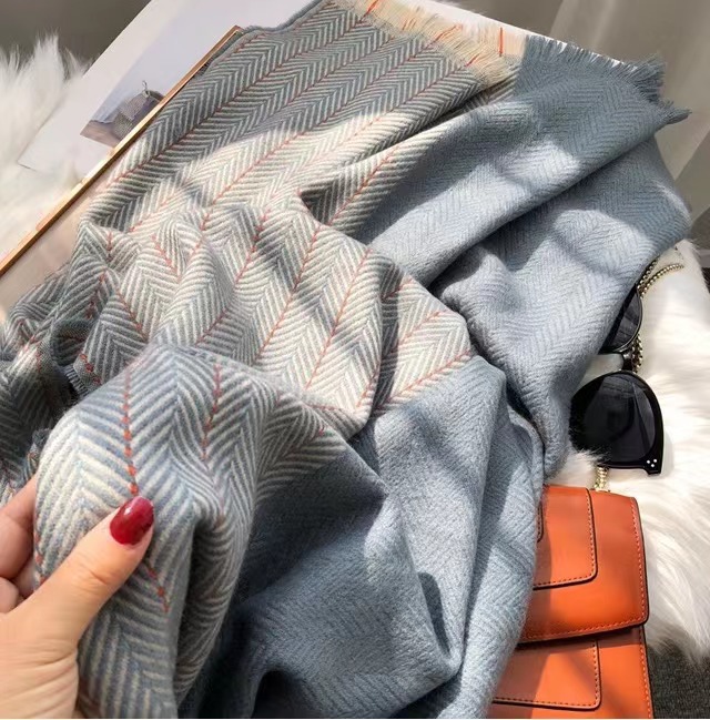 Korean Version Of The New Simple Scarf Female Winter Students Long Thick Shawl Imitation Cashmere Splicing Bib Wholesale Specification drawing
