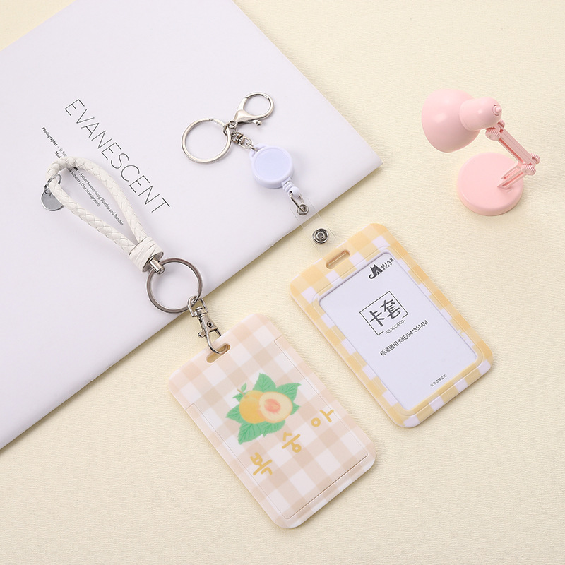 Wholesale of fresh and clean fruit ID cards, Japanese-style checkered hard card cases, student bus cards, work badges, and protective cards Specification image