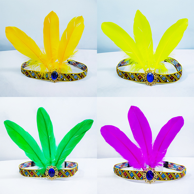 民族风印第安头戴羽毛头饰发带舞蹈表演道具六一圣诞节万圣节头带