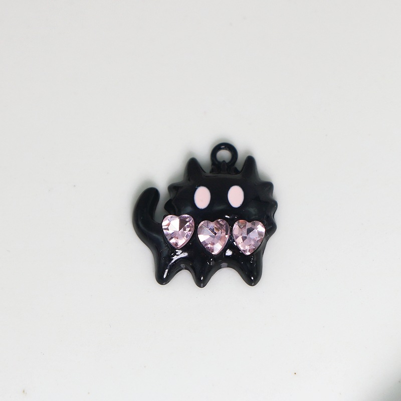A sweet and cool girl, pink cat, heart zircon pendant, collarbone chain, necklace, bracelet, DIY accessories Application Scenario