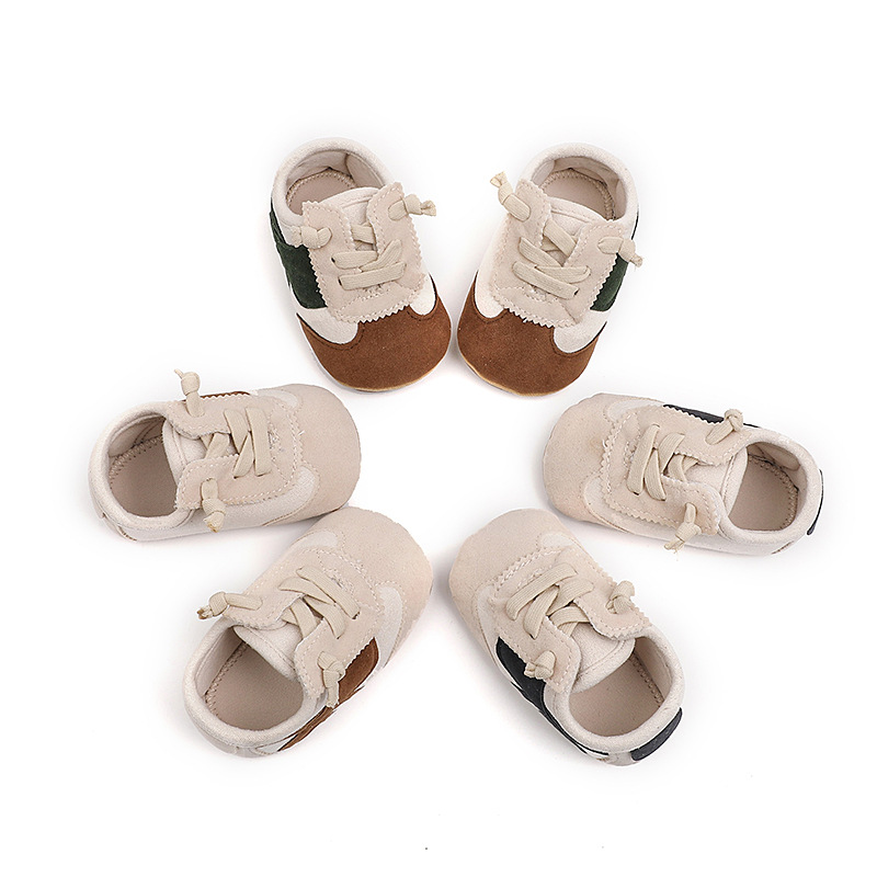 Spring and autumn baby shoes, anti-slip walking shoes for boys and girls aged 0-1, color-blocked soft-soled shoes, breathable single shoes for infants and toddlers details Picture