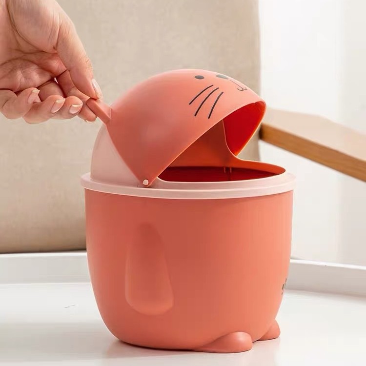 Factory direct sales: Cute small dormitory desk, creative Internet celebrity mini bedroom with lid storage bucket, desktop trash can details Picture