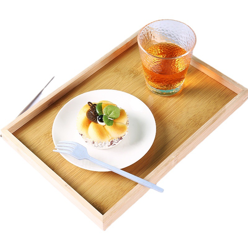 日式竹托盘茶白底实物图