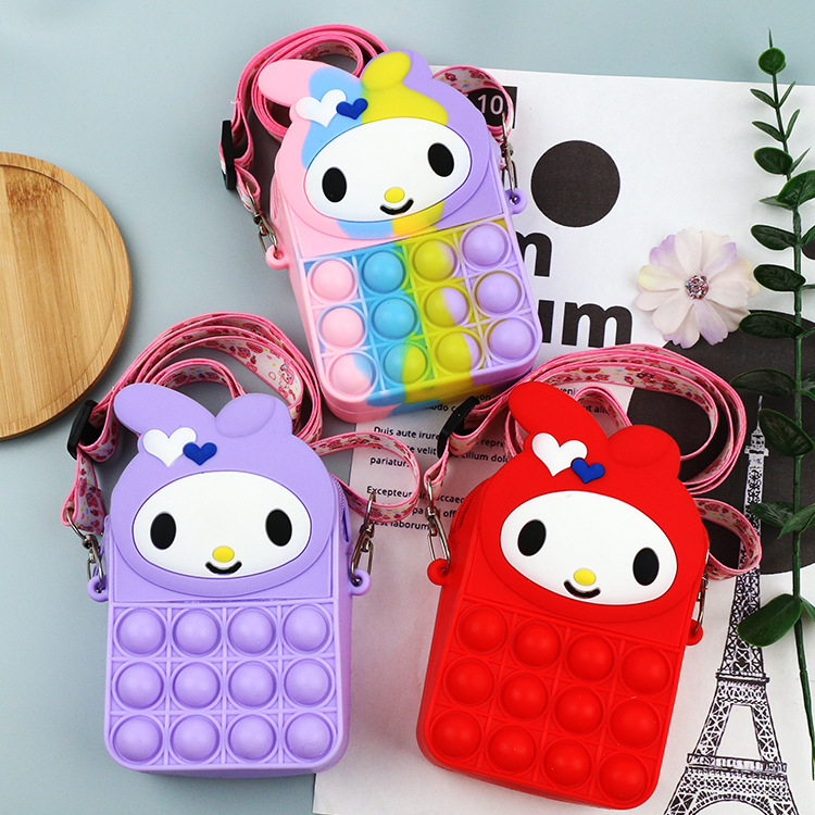 Melody Silicone Bag Coin Purse Female Creative Mini Silicone Zipper Earphone Bag Candy Color Hand Strap Key Bag Specification drawing