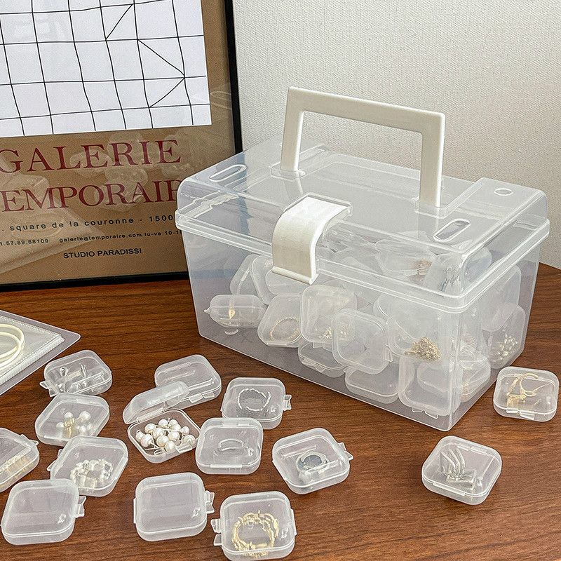 Small box, transparent plastic, small medicine box, ear studs, small square ring, jewelry, earplug box, USB flash drive, mobile phone card storage box details Picture