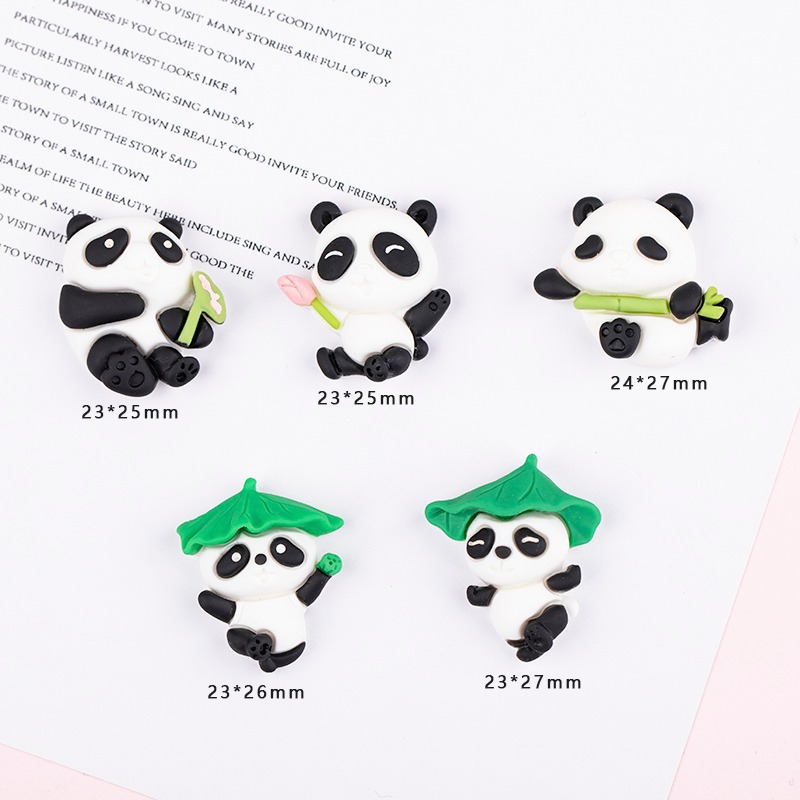 New resin accessory cartoon panda diy cream glue phone case patch children's hair accessory storage box decoration details Picture