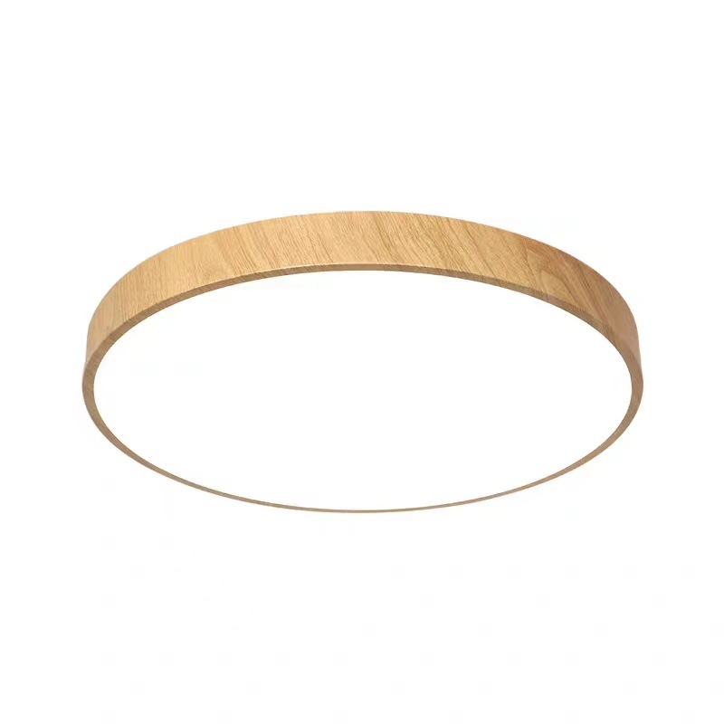 New simple wood grain ceiling lamp, 110V Japanese wood grain bedroom lamp, ultra-thin round study lamp, cross-border exclusive supply Item Picture