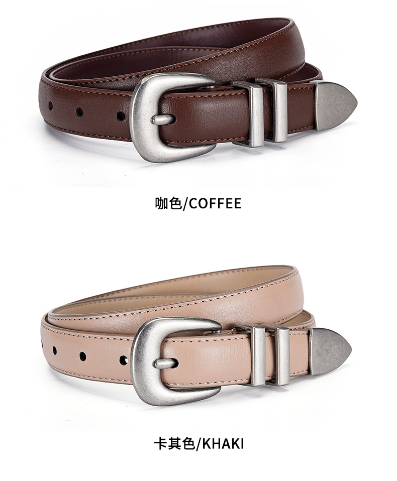 The top leather belt for women is versatile. The decorative horseshoe buckle makes you look slimmer. It pairs well with jeans. The cowhide belt for women is trendy. Korean black pic 10