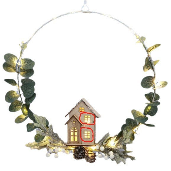 New Christmas Led Light Emitting Wreath Pendant Holiday Party Home Decor Red Pine Cone House Hanging details Picture