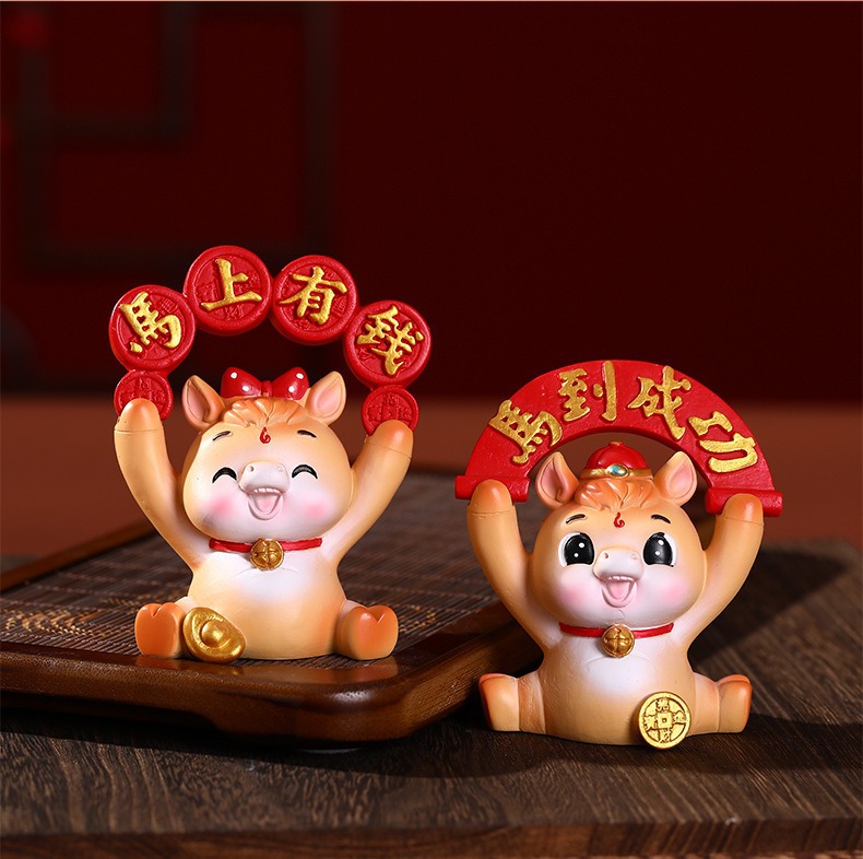 卡通国潮马摆件树脂小摆件办公室工位治愈系桌面装饰新年年会礼品详情19