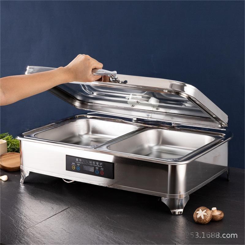 Cross-border 304 household insulated CNC glass cloth furnace, restaurant and hotel stainless steel buffet furnace manufacturer wholesale details Picture