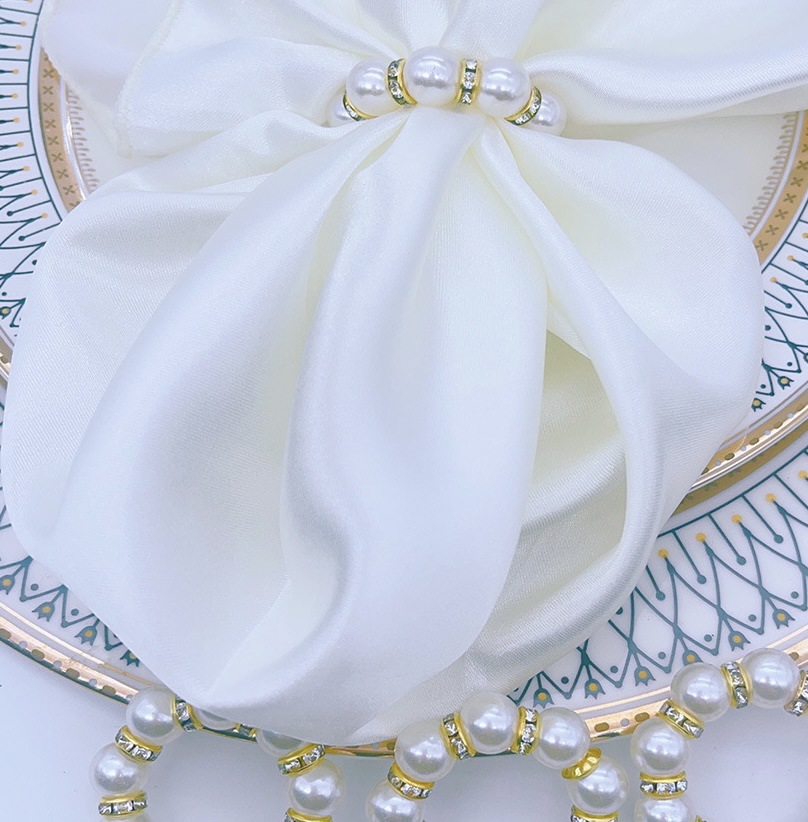 优质高亮珍珠串餐巾扣镶钻大珍珠环婚庆手饰手链餐桌装饰9颗详情2