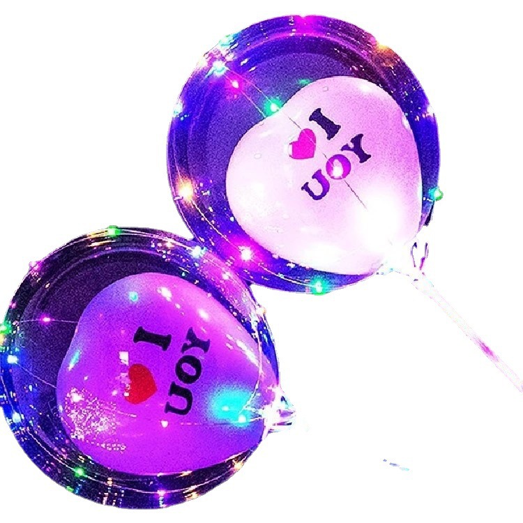 网红波波球透明发光带灯气球20寸广场地摊羽毛LED气球卡通闪光球详情图5