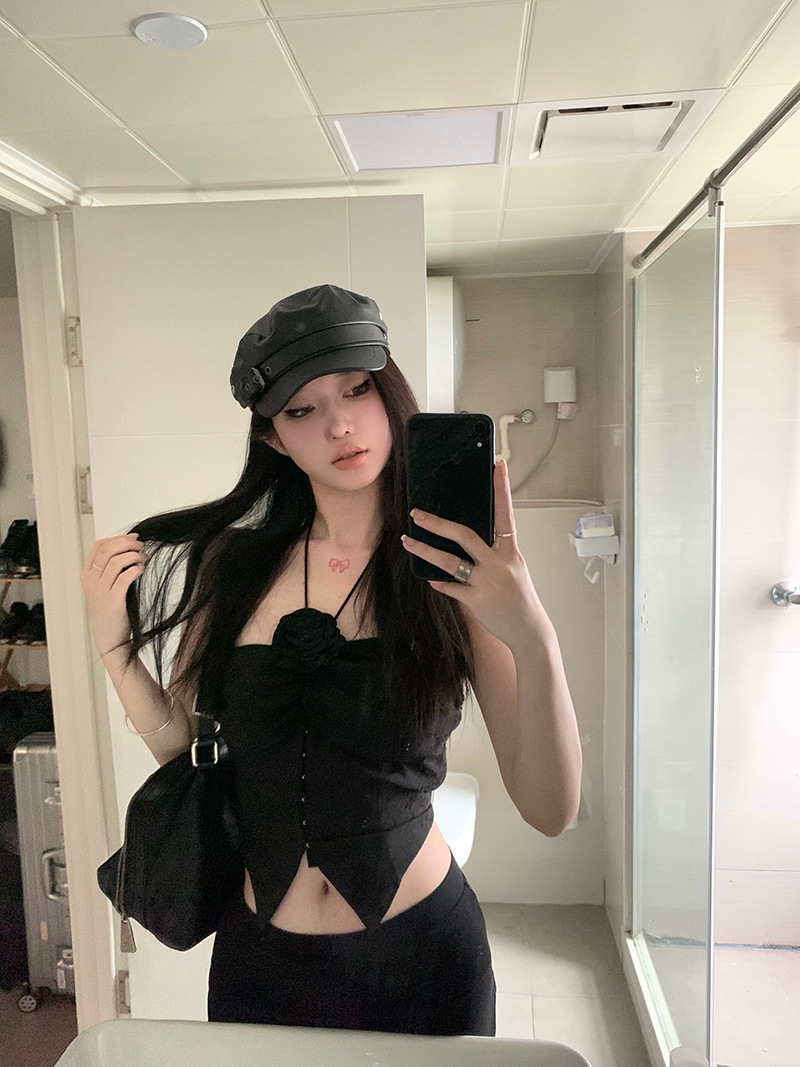 Black retro high-end beret, niche design, leather hat, children's big head circumference, small octagonal hat, baseball cap details Picture