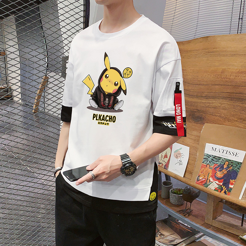 Cotton short-sleeved T-shirt for men, a trendy summer brand on Instagram. Loose half-sleeved shirt, versatile summer tops available in multiple colors details Picture