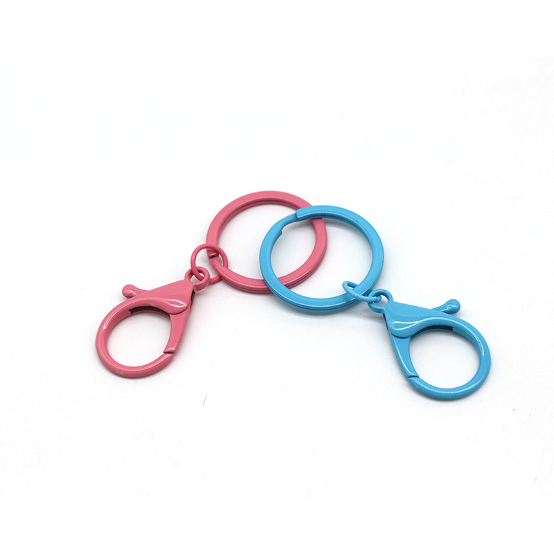 Stock Color Baking Paint Dog Button With Flat Ring Alloy Dog Button Key Chain Color Zinc Alloy Lobster Button details Picture