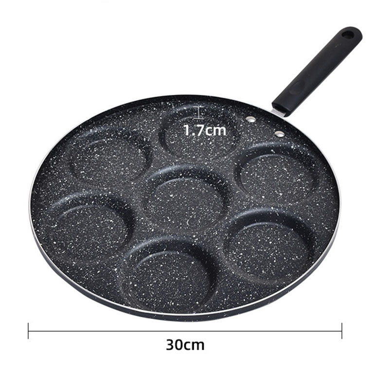 Spot Aluminum Seven-Hole Pan Fried Egg Non-Stick Pan Multi-Functional Home Breakfast Fried Egg God Non-Stick Pan Wholesale Application Scenario