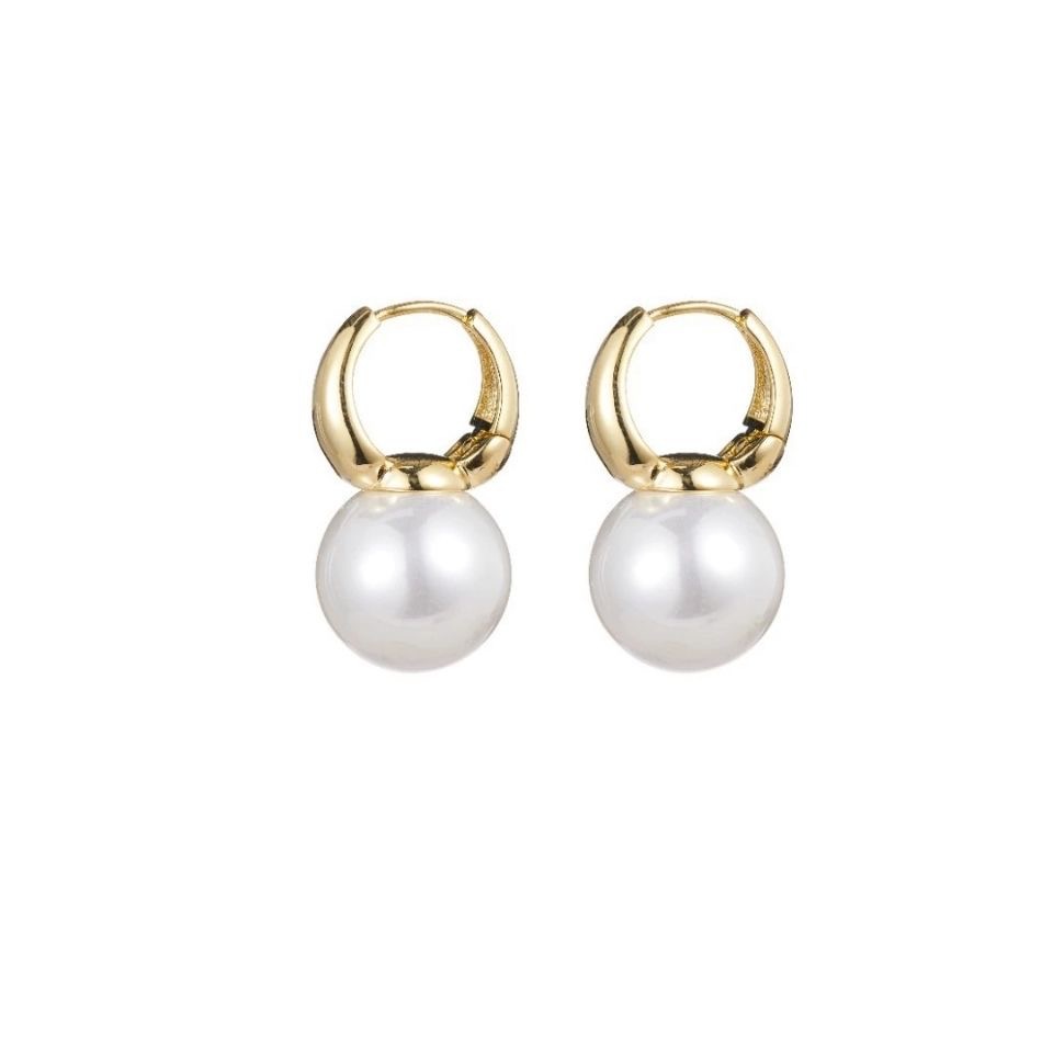 Aretes de perlas grandes ligeros de lujo retro de doble cara hebillas de oído francés de temperamento simple ornamentos de oído europeos y americanos pendientes de alta calidad Item Picture