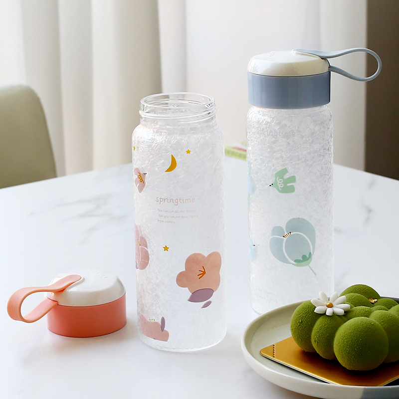 2022 New Style Glass Cup, Girls' Cute Floral Creative Trend 360ml Mini High borosilicate Water cup, heat-resistant wholesale