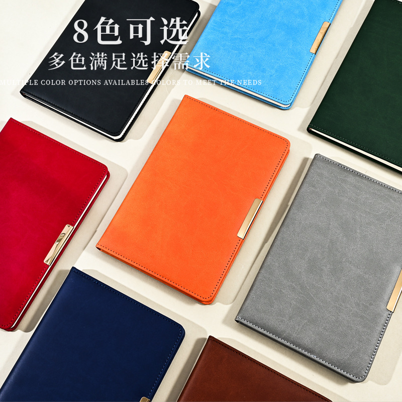 Simple imitation leather A5 notebook customization, high appearance level business office record book, high-end notepad gift box set details Picture