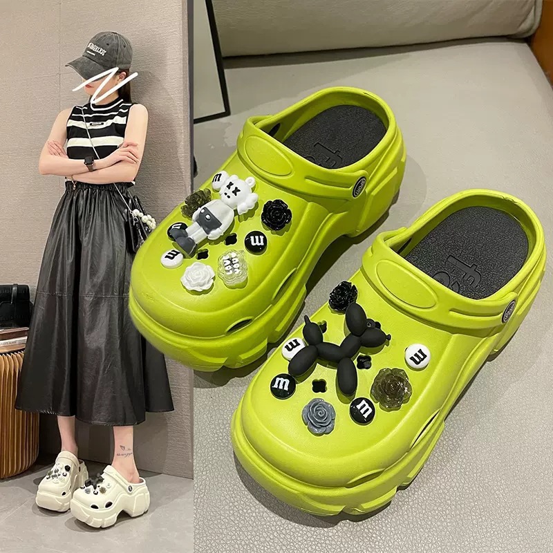 Crocs Slippers Women's Summer Korean Version Thick Sole Increase Home With Non-Slip Fashion Lovely Beach Slippers