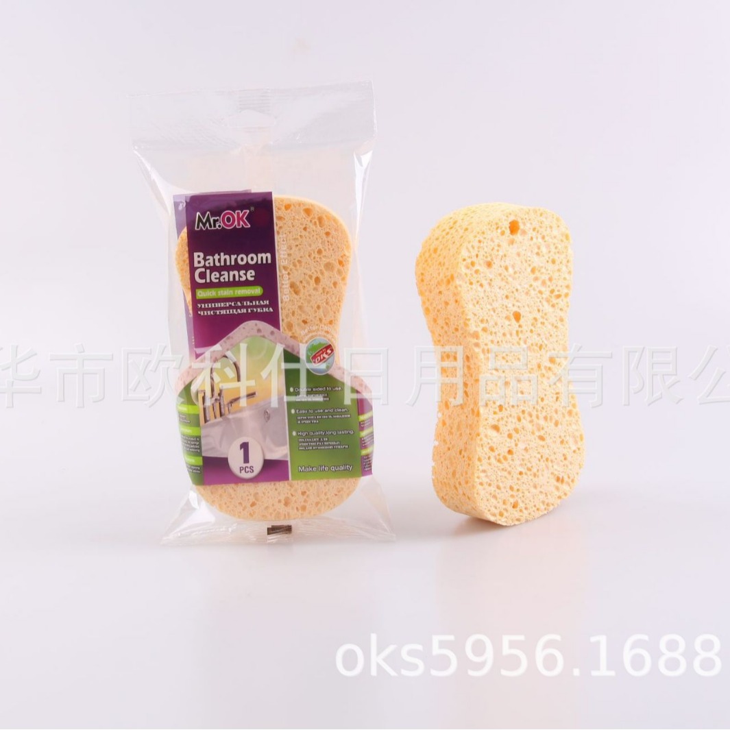 厂家批发木桨绵洗车绵双面洗碗海绵擦清洁海绵块浴缸刷，钢丝球