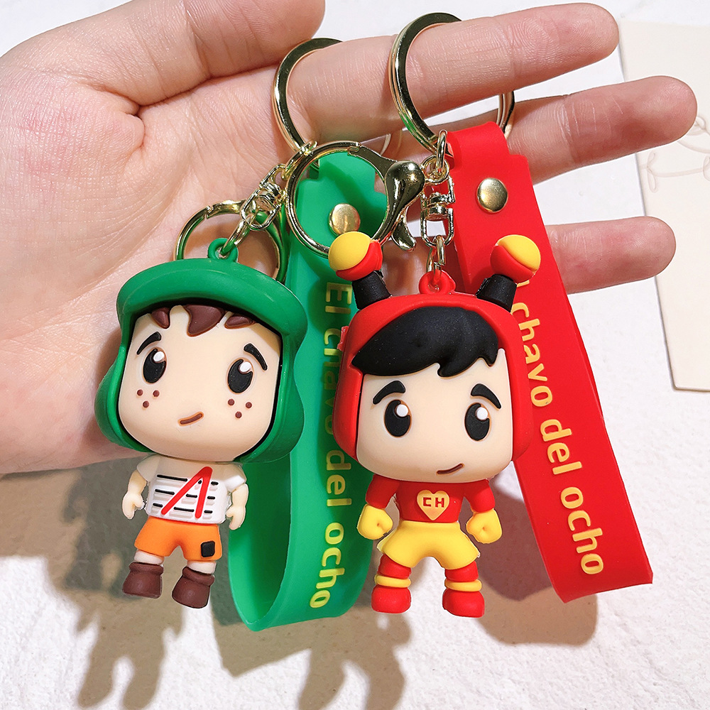 Game cartoon boy girl creative silicone schoolbag car key pendant doll Small pendant wholesale keychain EL CHAVO DEL OCHO Specification image