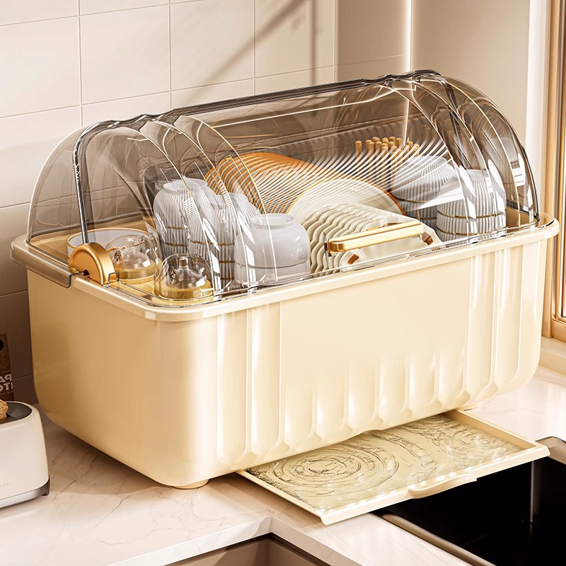 Dish and bowl storage rack, chopstick and bowl draining rack, kitchen dish and tableware storage box, countertop bowl storage box for household use