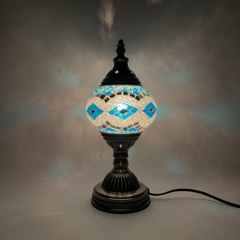 Turkish glass lamp event gifts, DIY handcrafted team-building lamps, bedroom, dining room, hotel and homestay decoration table lamps details Picture