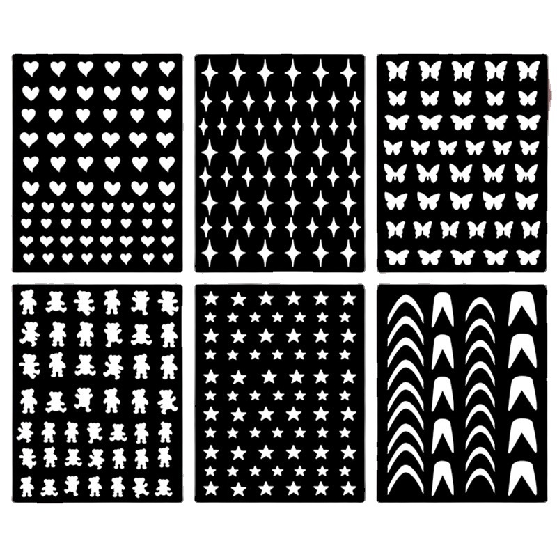 Japanese Nail Painting Stickers Cross Border Bear Star French Hollow Love Butterfly Nail Paste Wholesale Item Picture