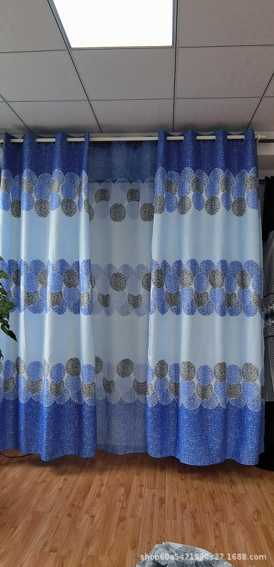 Hemp Rubber Flower Printing Finished Three Sets Of Curtains Living Room Bedroom Garden Small Fresh Factory Direct Sales details Picture