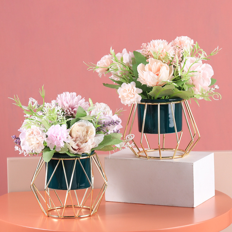 Nordic light luxury artificial potted plant artificial flower ornaments for home living room desktop decoration artificial flower and artificial plant potted plants details Picture