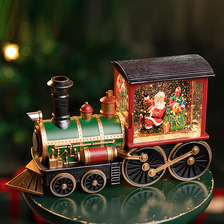 圣诞节老人火车装饰品工艺品场景布置送儿童玩具礼物高端雪花批发