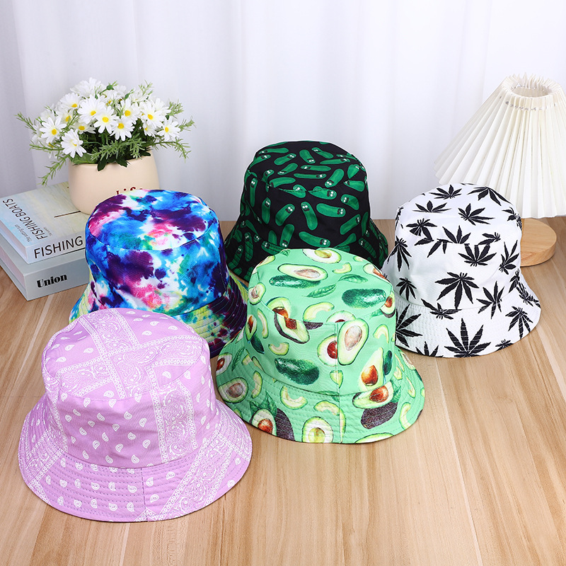 New Fisherman Hat New Printed Children's Hat Boys And Girls Outdoor Everything With Fruit Pattern Personality Sunscreen Basin Hat