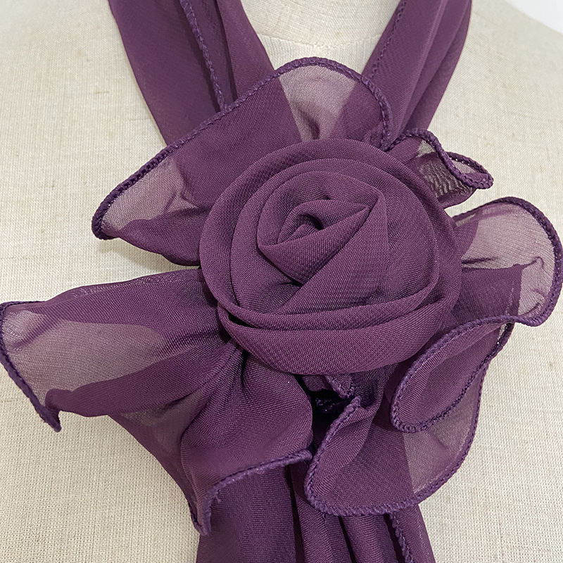 Spring and summer new long rose silk scarf for women square dance aunts, solid color decorative scarf, Douyin Kuaishou supply Application Scenario