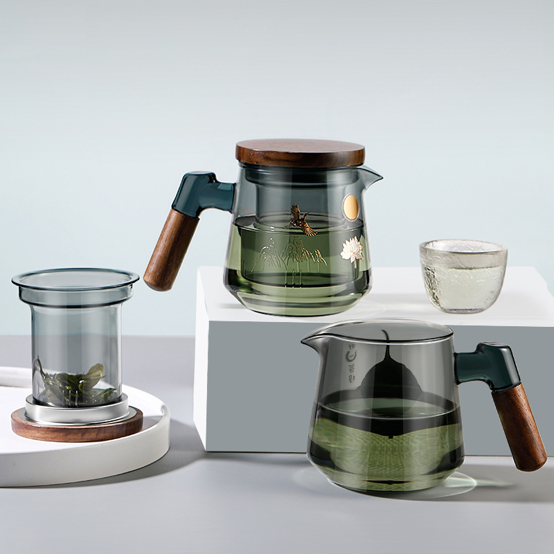 煮茶壶家用功夫茶具套装过滤单壶简约耐热玻璃茶壶茶水分离泡茶壶