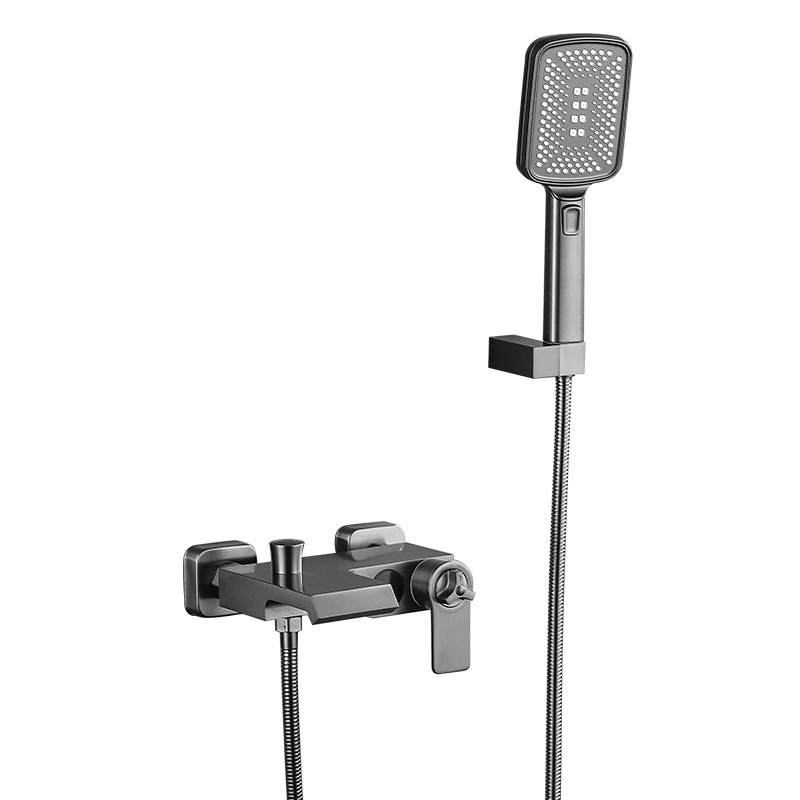 Copper Bathtub Faucet Triple Shower Mixing Valve Shower Head Large Flow Waterfall Cold And Hot Digital Display Bathtub Faucet Item Picture