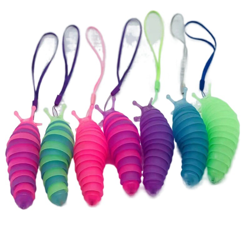 2022 Cross-border explosive small glow-in-the-dark caterpillar lashing Slug children's puzzle vent relief toy Item Picture