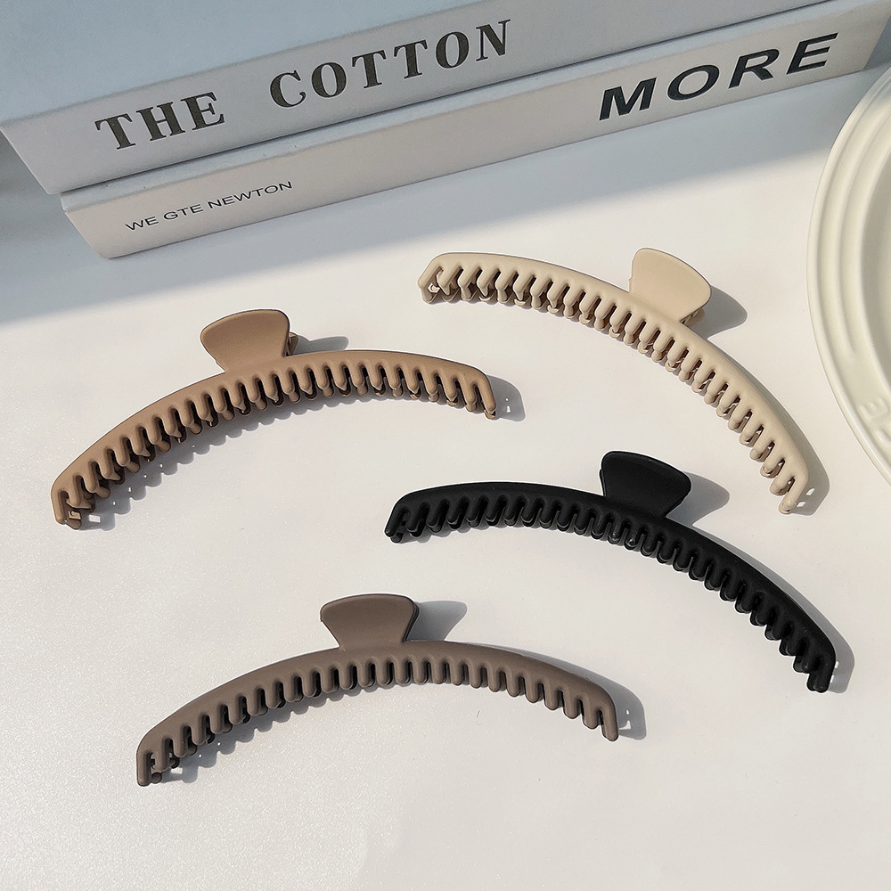 高级感咖色系磨砂抓夹女 韩版气质后脑勺盘发鲨鱼夹新款发夹发饰