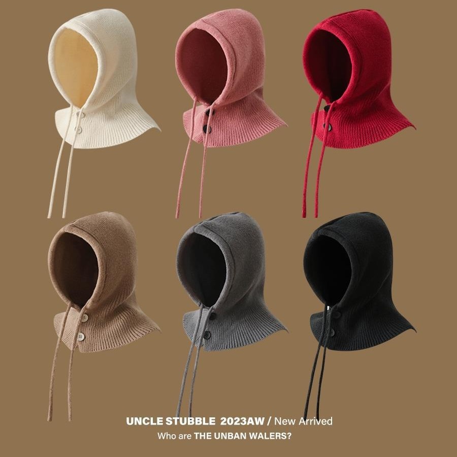 Solid Color Balaclava Girls Korean Knitted Earmuffs Winter Warm Shawl Bib Lei Feng Hat
