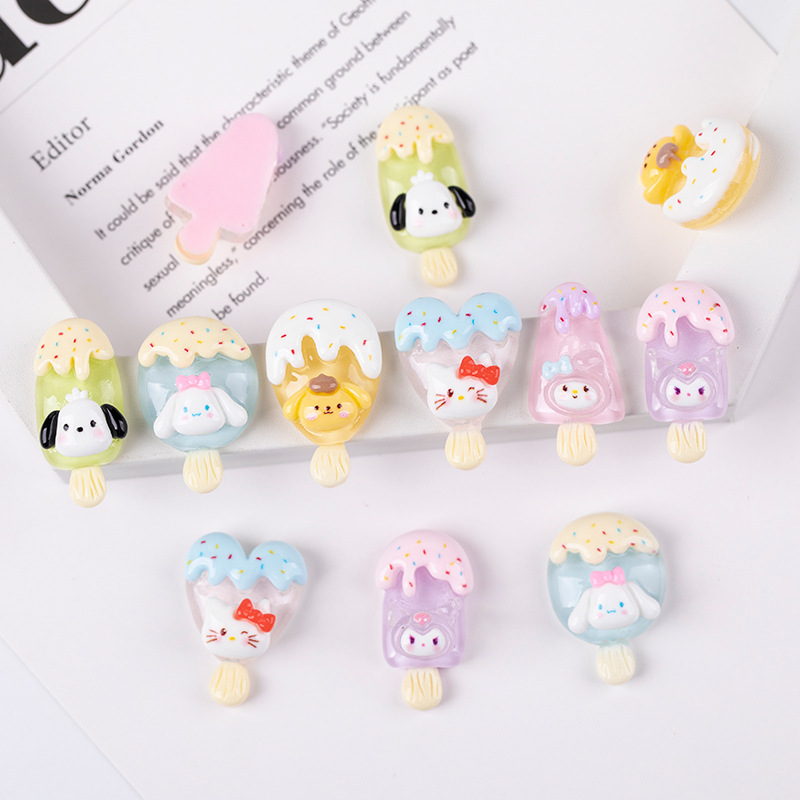 Resin accessories, cartoon Sanrio ice cream, shiny and translucent, diy cream glue, phone case patches, hair accessory materials Specification image