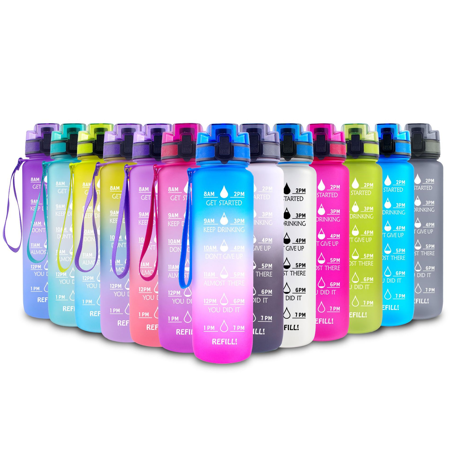 New Gradient Color Space Cup Outdoor Sports Kettle Bounce Cover Frosted Cup Amazon Gift Plastic Water Cup Item Picture